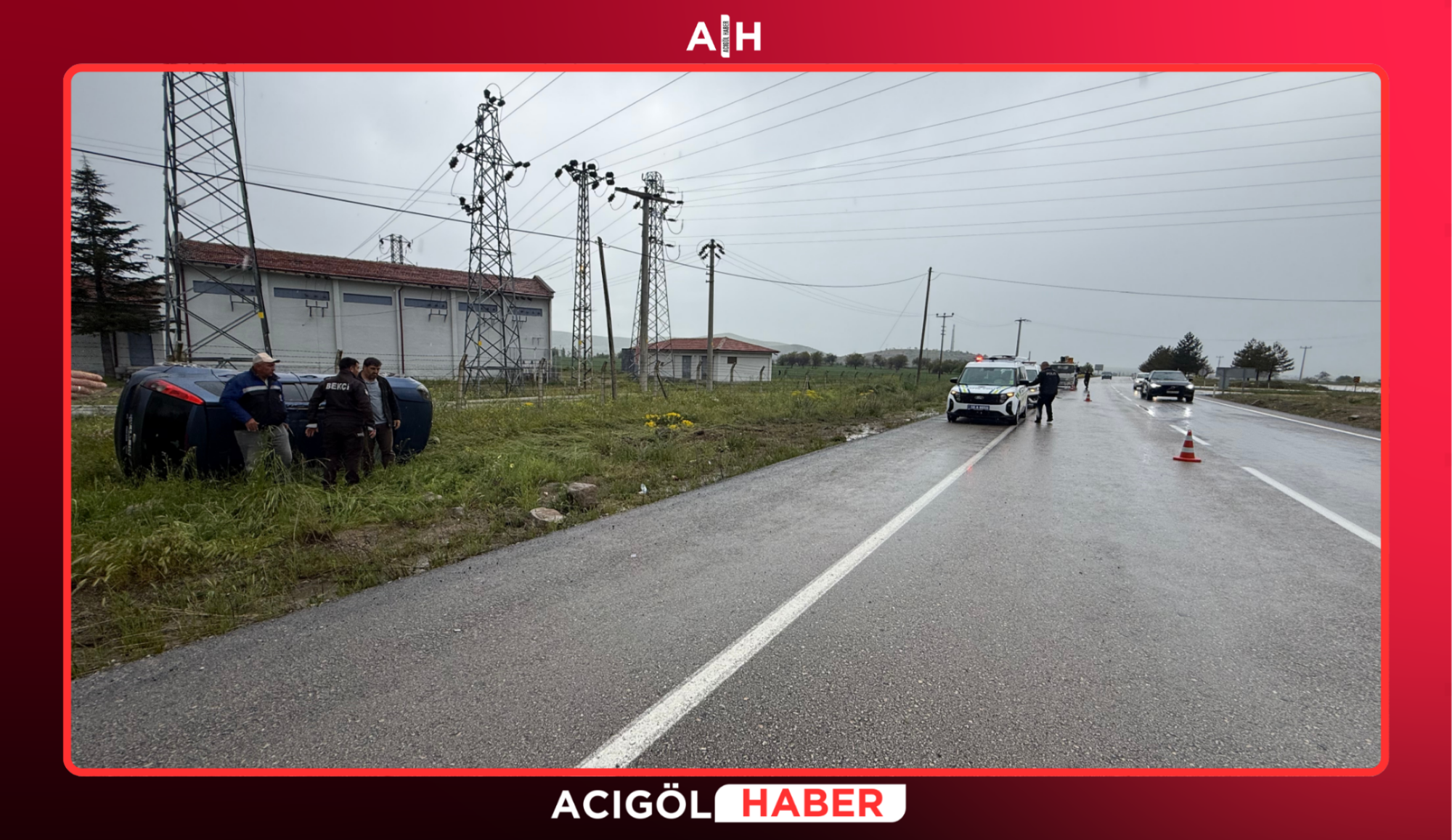 ACIGÖL Girişi Çevre Yolunda Tek Taraflı Trafik Kazası: 3 Yaralı